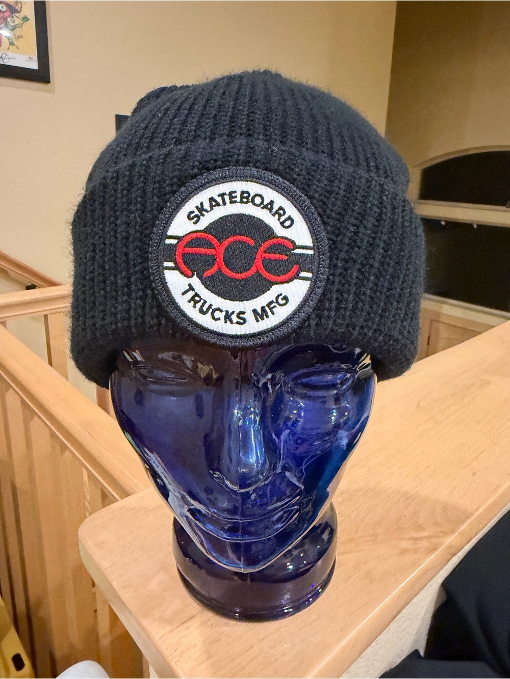 Ace Skateboard Trucks Black Knit Beanie